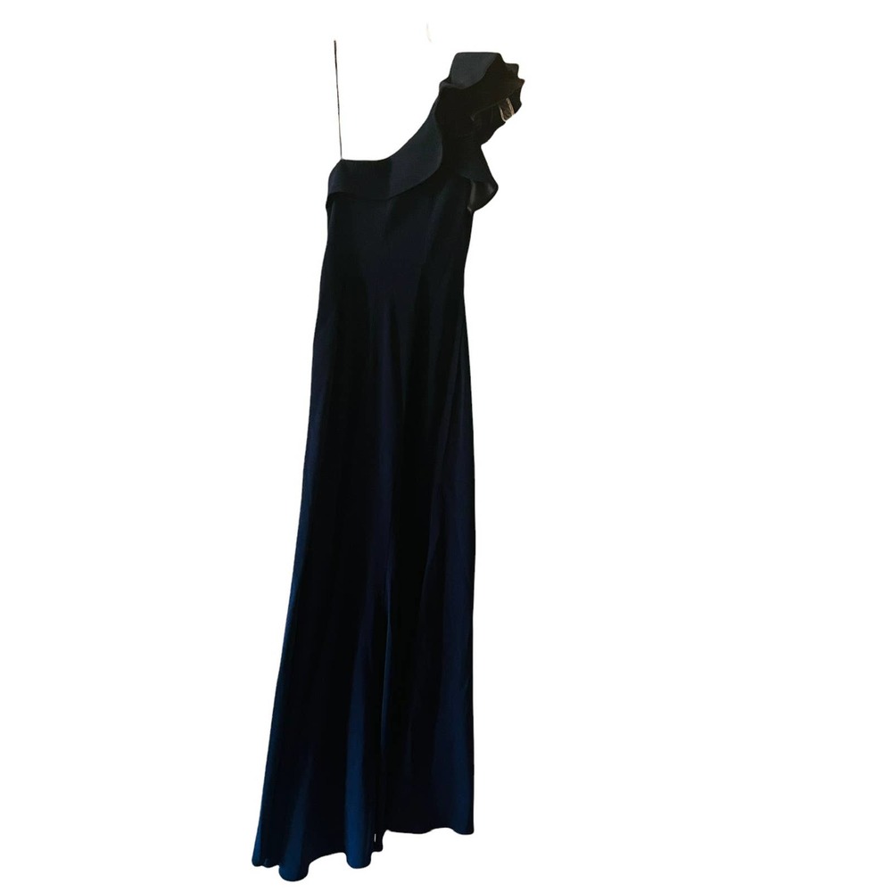 Carmen Marc Valvo Major Moment Ruffle One Shoulder Maxi Dress Size 2 - Picture 4 of 11